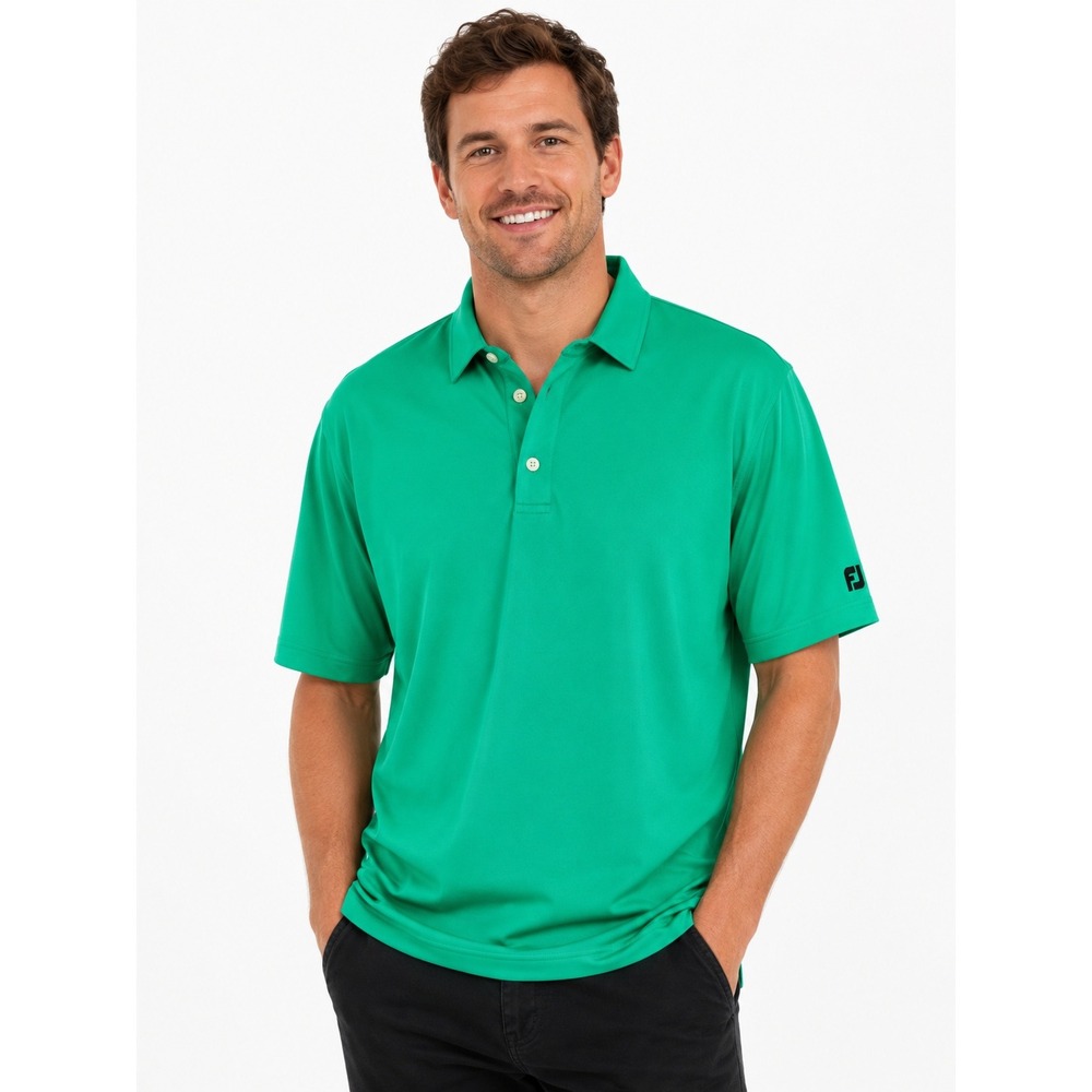 FootJoy | Mens Performance Golf Polo Shirt Green Short Sleeve FJ Logo | Medium